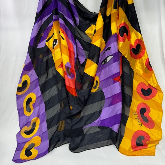 Retro Bright Kate Scarf Satan Bold Sheer Wrap - Picture 9 of 9